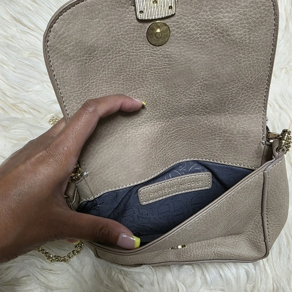 Danielle Nicole Tan Crossbody Bag with Purple Accent - Picture 3 of 4